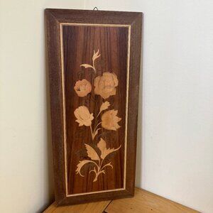 Flower Vine Wooden Marquetry Wall Hanging Floral Inlay Wood Picture Panel